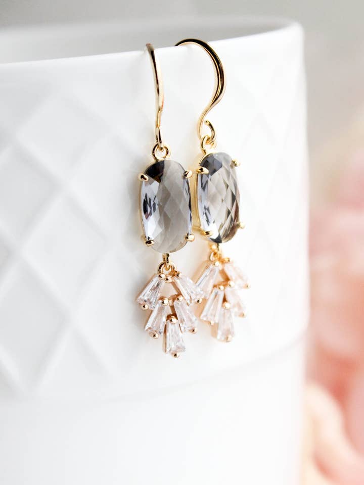 Art Deco Earrings | Sparkling Leaf Earrings (4 colors) for wholesale by A Pocket of Posies