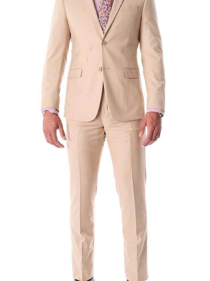 Oslo Tan Notch Lapel 2 Piece Suit Slim Fit for wholesale by Ferrecci