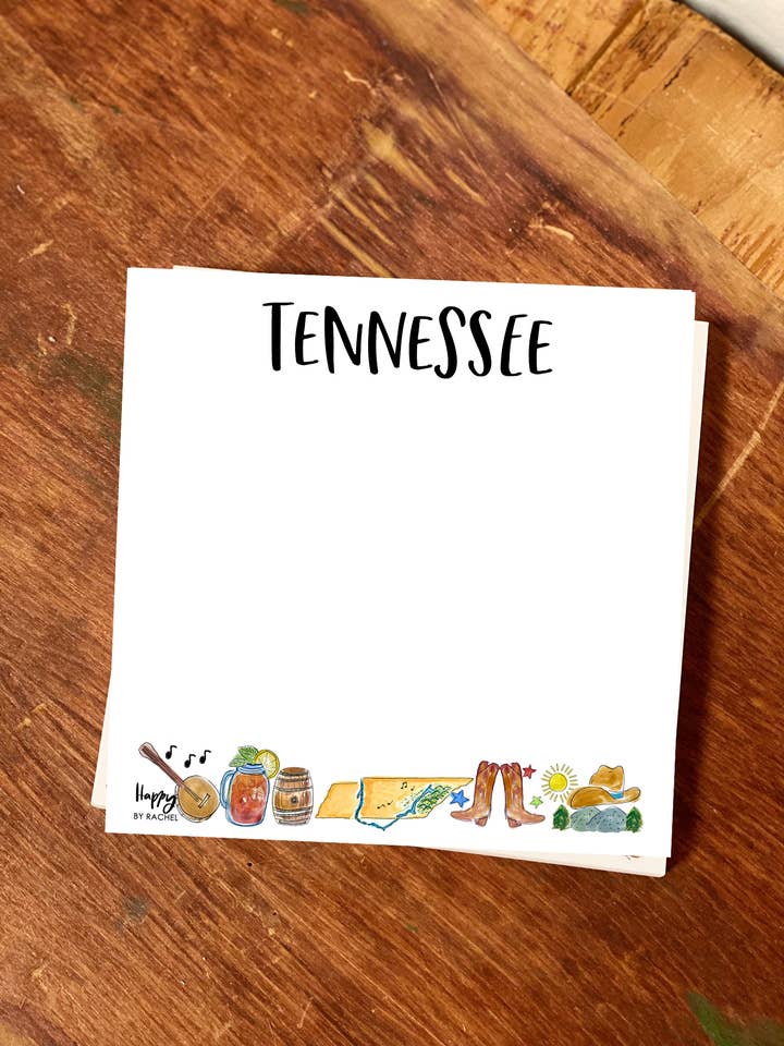 State of Tennessee Chunky Notepad-Stationary 100 page for wholesale by Happy By Rachel, LLC