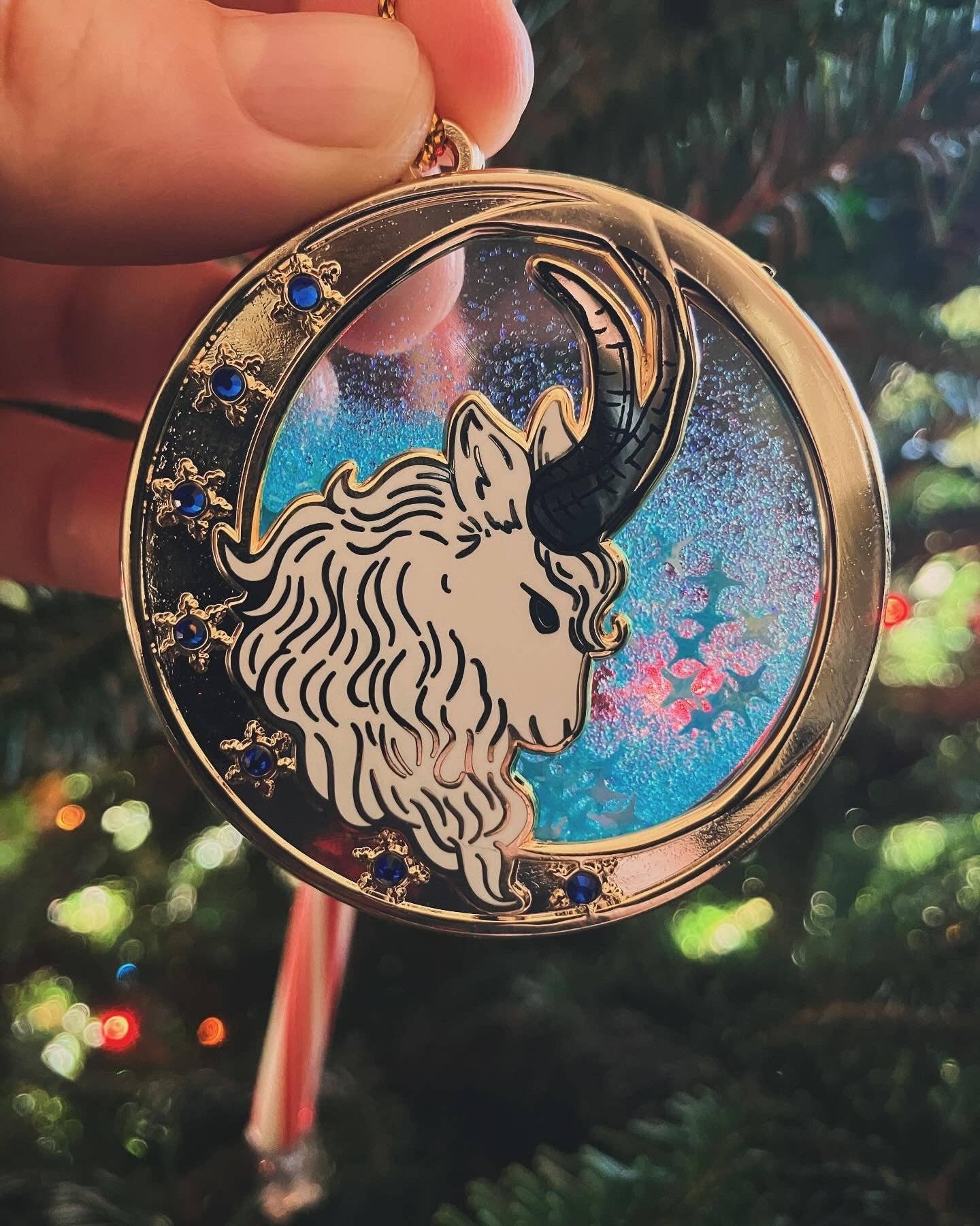 The Pickety Witch - Wholesale Ornament - Winter Guardian - Yule Goat Snow Globe Ornament2