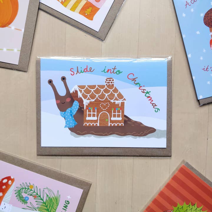 Festive Snail Christmas Card for wholesale by Lucy Scott Illustration