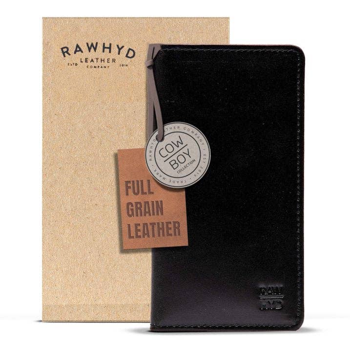RAWHYD Full Grain Mens Long Leather Wallet | RFID Blocking, Checkbook Wallet - Black for wholesale by RAWHYD Leather Co.