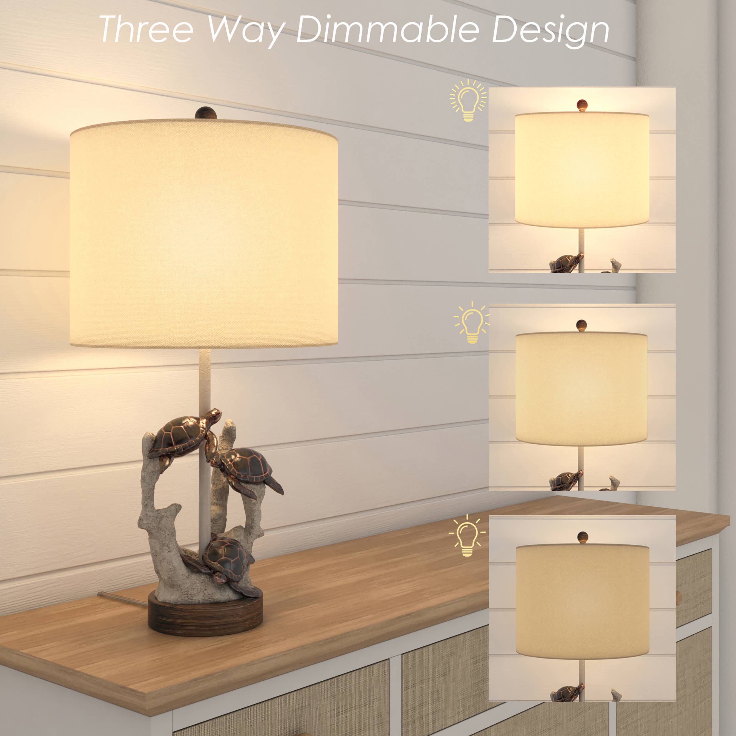 Natural 27'' Coastal Turtle Table Lamps, 3-Way Switch, Set Of 2 for wholesale on Faire1