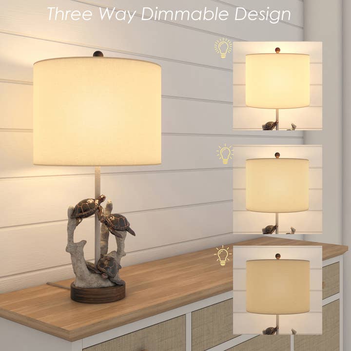 Natural 27'' Coastal Turtle Table Lamps, 3-Way Switch, Set Of 2 for wholesale on Faire1