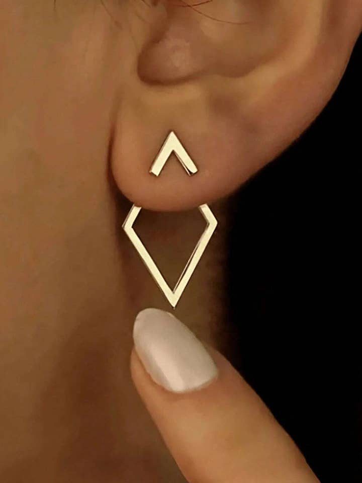 Rhombus Shape Plated Alloy Stud Earrings for wholesale by 1 the Woman