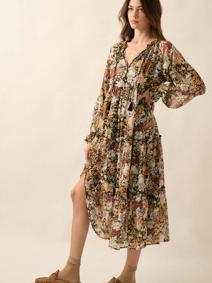 Floral V-Neck Chiffon Midi Dress and other Purchase Wholesale chiffon. Free Returns & Net 60 Terms on Faire trending on Faire.