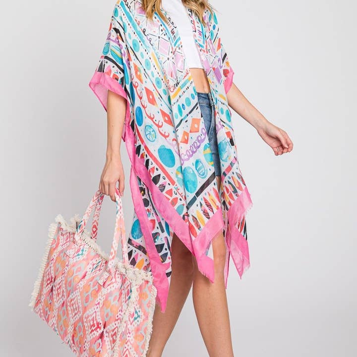 MiMi Wholesale - Wholesale Tote Bag - Women's - MB0203 Stella Boho Pattern Fringe Tote Bag