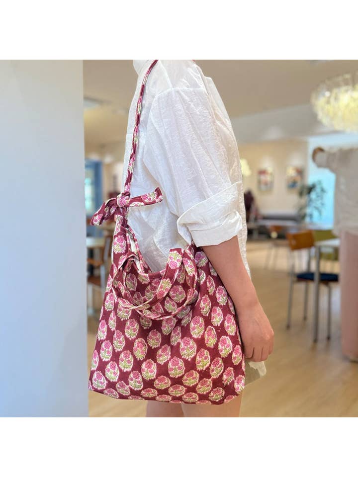 Cosbai - Blomstermønstret Taske med Knudet Håndtag for engroshandel hos Funkyrel® Atzbranding Limited