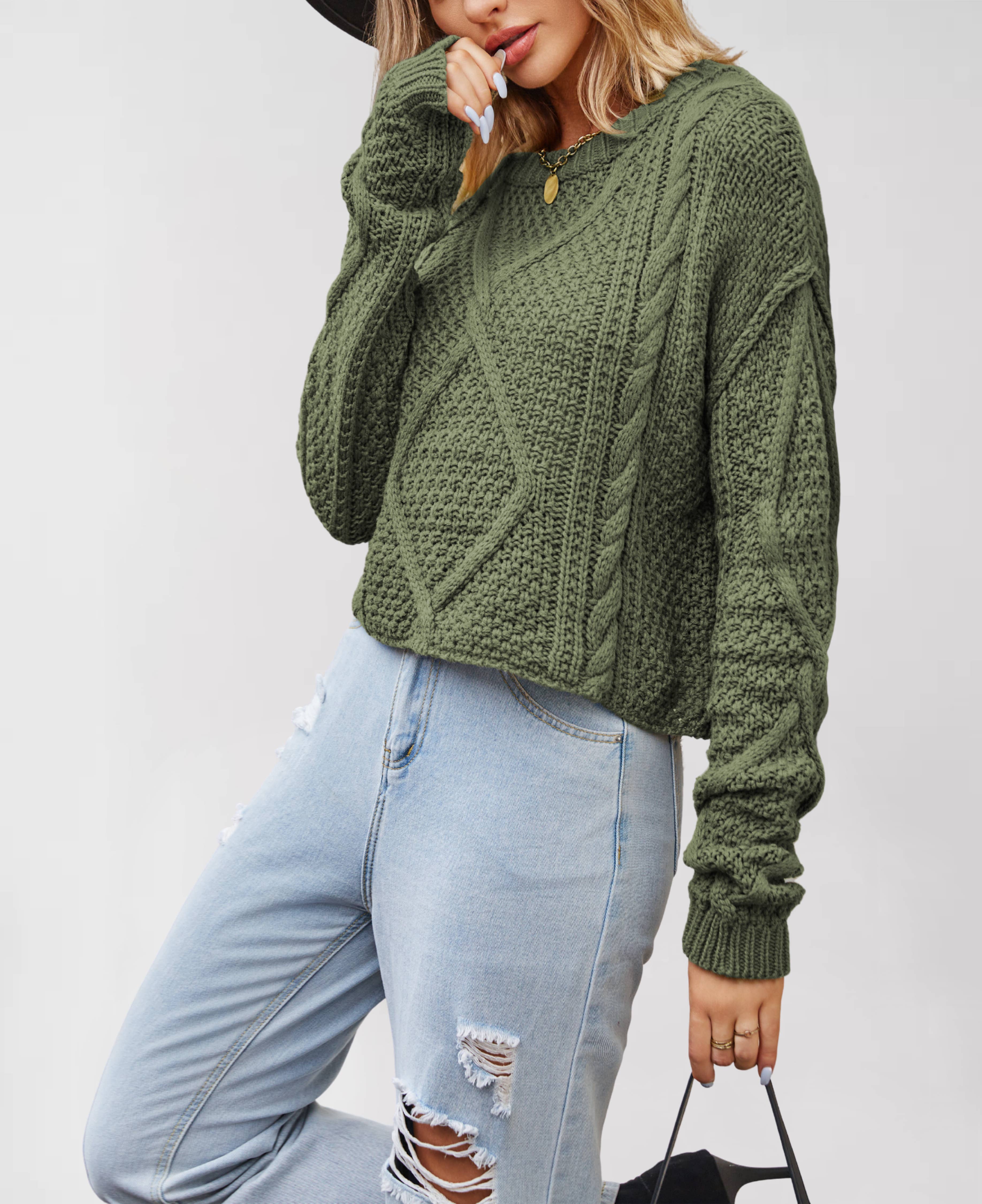 Hope & Sunshine - Wholesale Knit Sweater - Women's - Chunky Cable Knit Pullover Sweater12