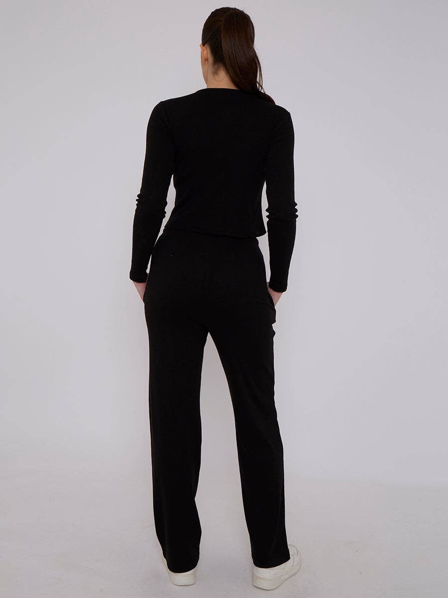 AX Labels - Wholesale Top & Pant Set (NOT Loungewear) - Women's - Ribbed Front Button Detail Top & Wide Leg Trouser Co-ord49