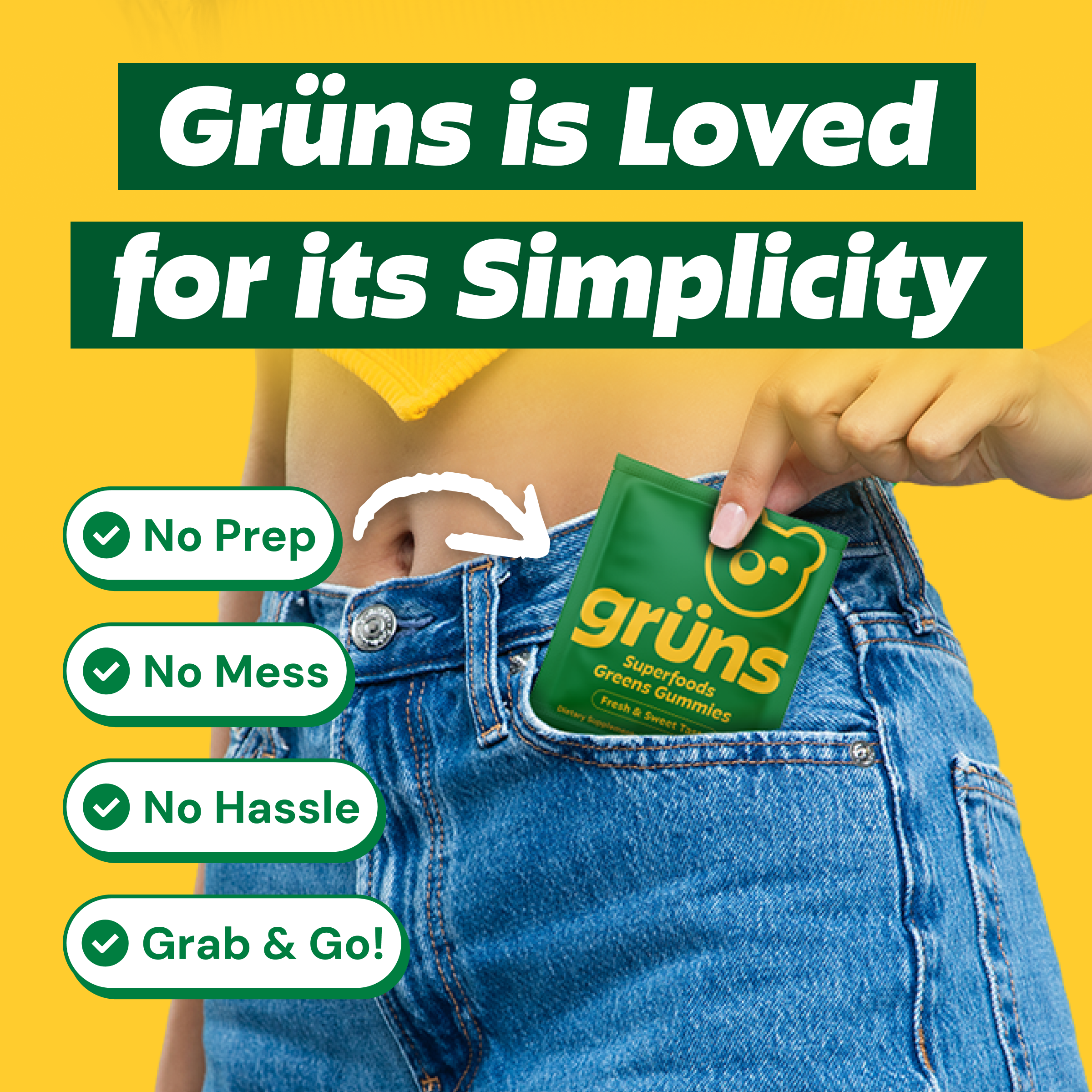 Grüns - Wholesale Oral Supplement/Vitamin - Grüns Adult Superfood Greens Gummies, 30 Servings1