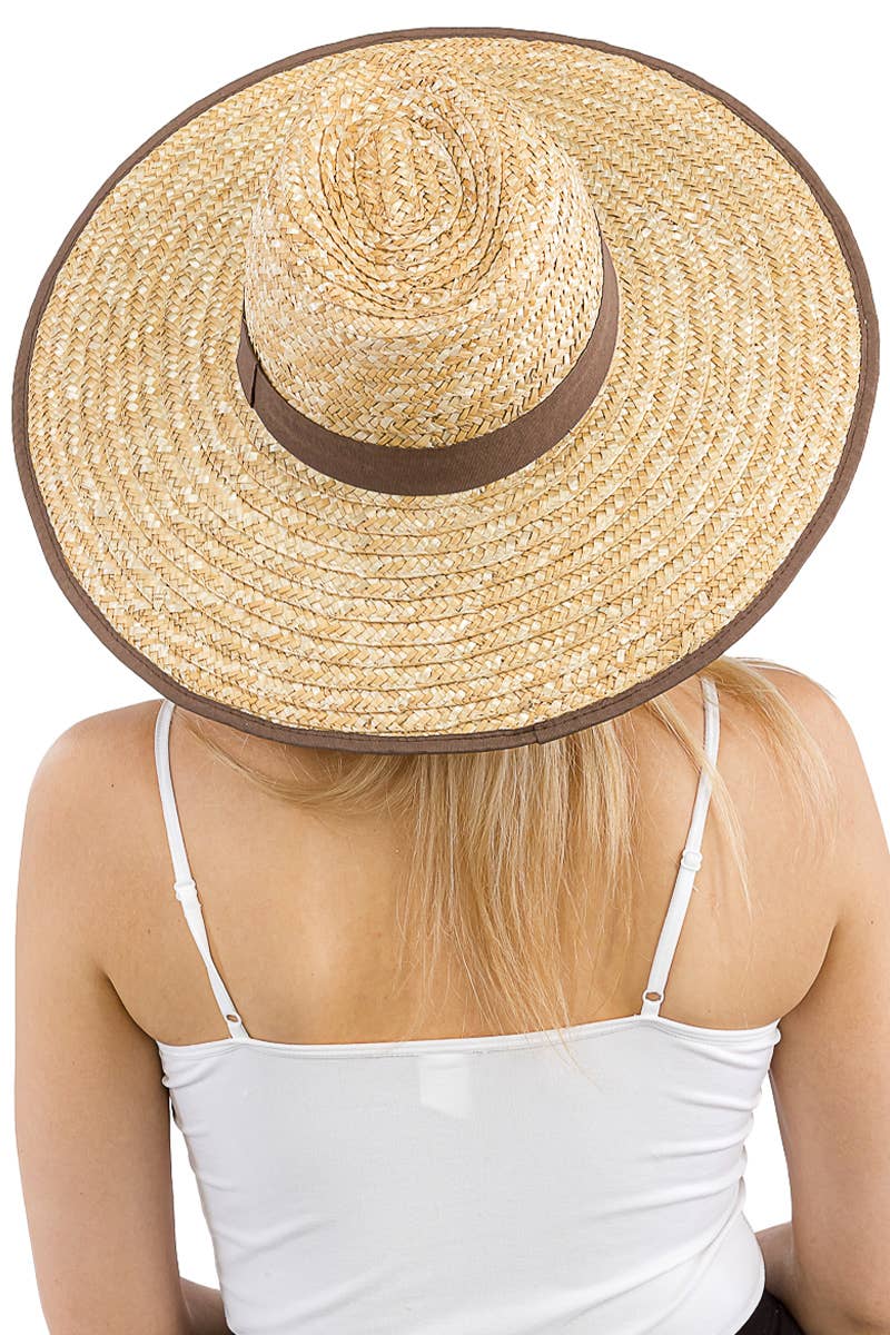 Cap Zone - Wholesale Straw Hat - Women's - Grosgrain Chin Strap Wide Brim Wheat Straw Lifeguard Hat4