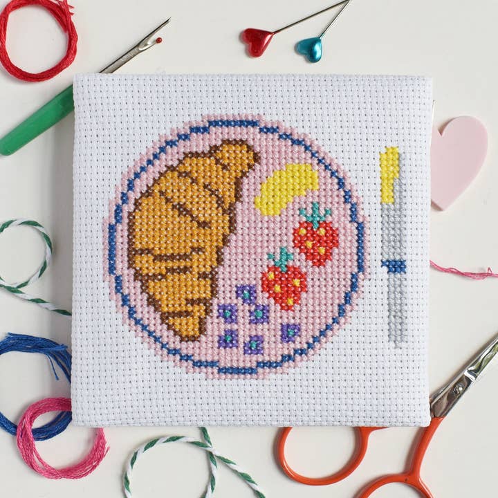'Croissant' Mini Cross Stitch Kit for wholesale by The Make Arcade