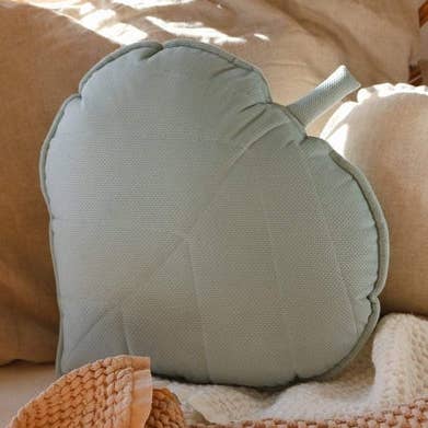 Moi Mili - Wholesale Throw/Decorative Pillow - “Powder Mint” Velvet Leaf Pillow0