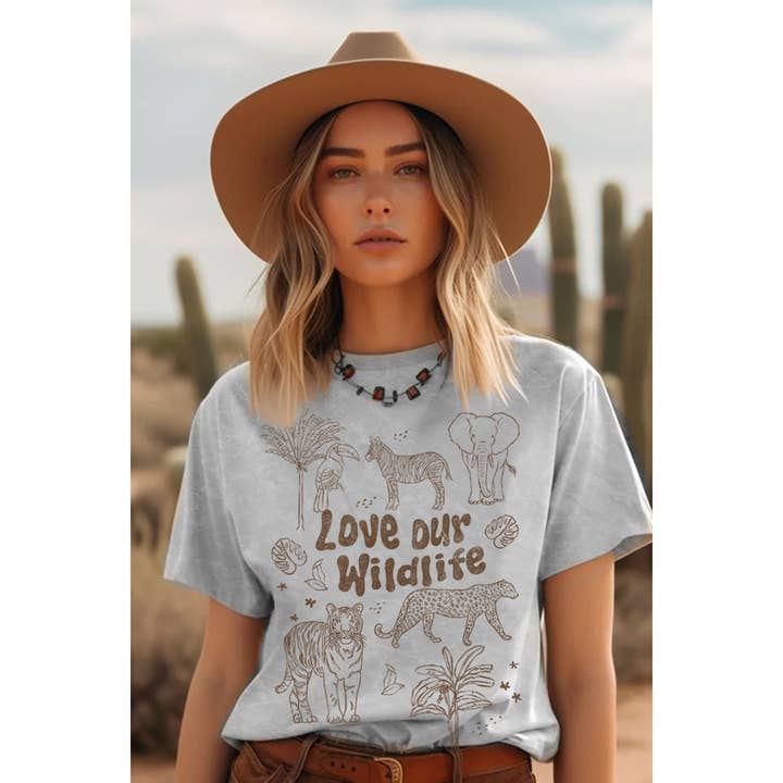 HRTandLUV – Großhandel T-Shirt (Grafikdruck) – Damen – LIEBE UNSER WILDLEBEN MINERALGRAPHIK-TOP6