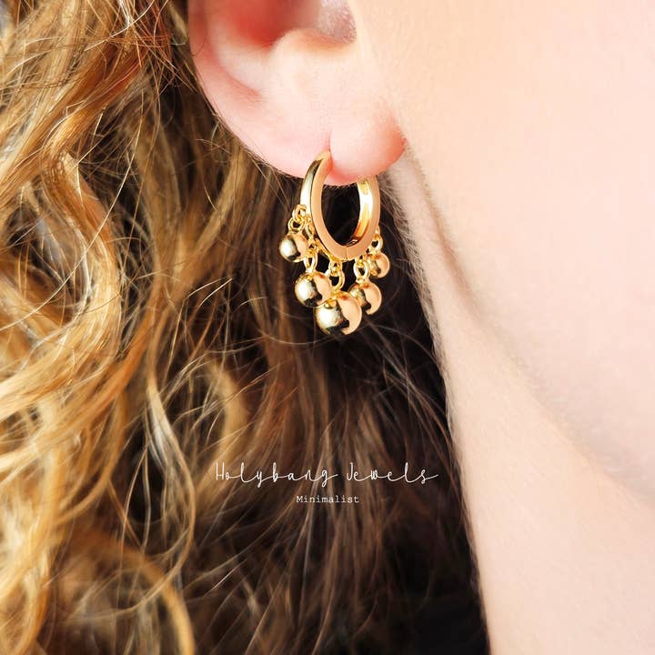 DANGLY BALLS HOOPS ØRERINGE - E-HT1898 for engroshandel hos HolyBang Jewels