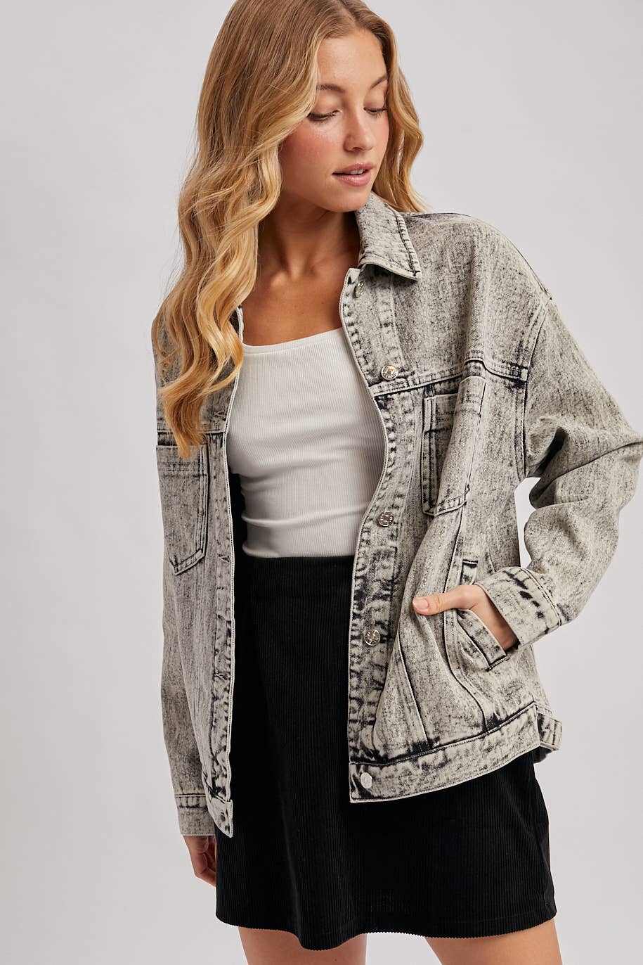 Bluivy - Venta al por mayor Cazadora vaquera - Mujer - Chaqueta oversized de mezclilla con botones11