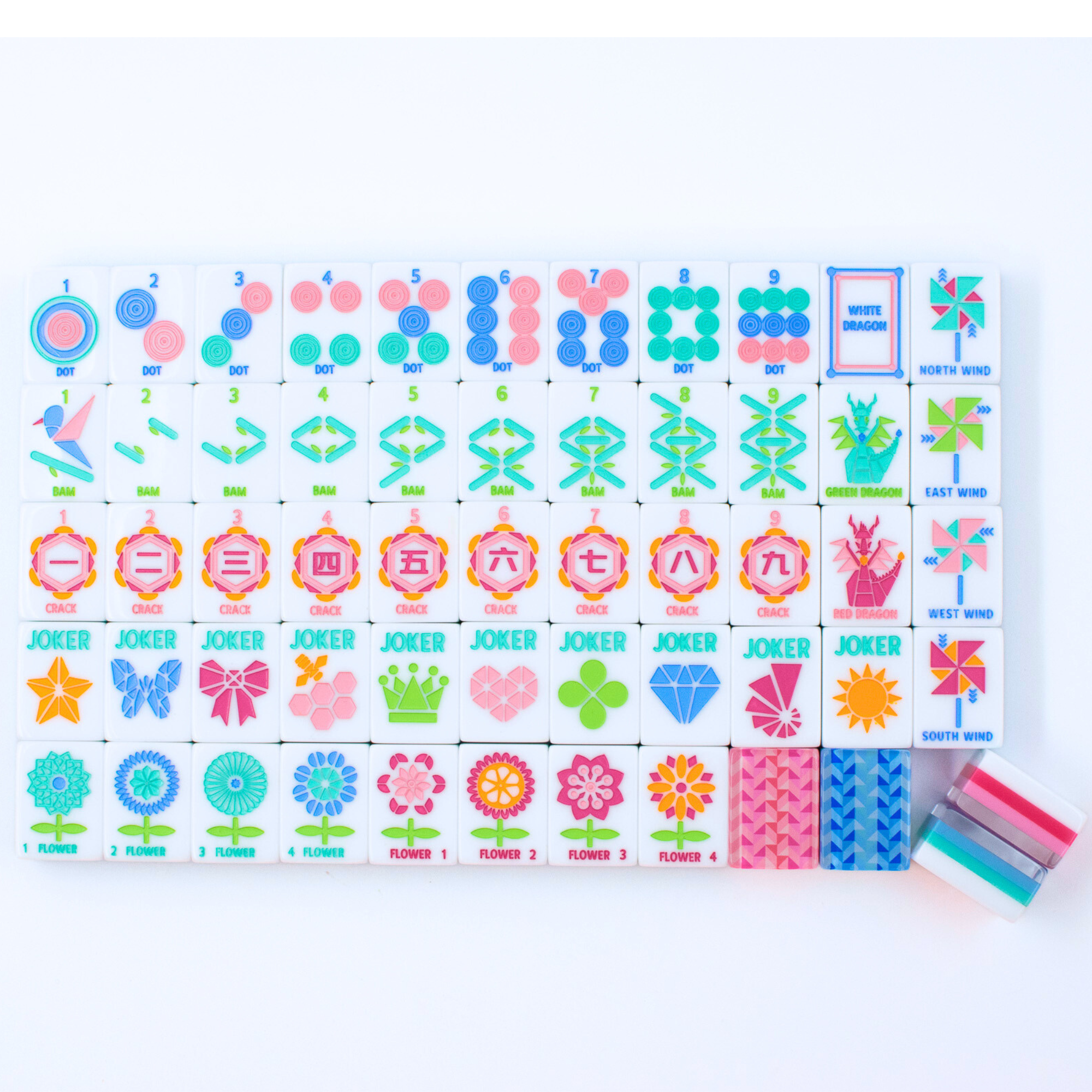 My Fair Mahjong - Wholesale Board Game - Crystal Prism Pink | Mahjong with Bold Angles and Vibrant Vibes | 1.25" x 0.9" x 0.7"1
