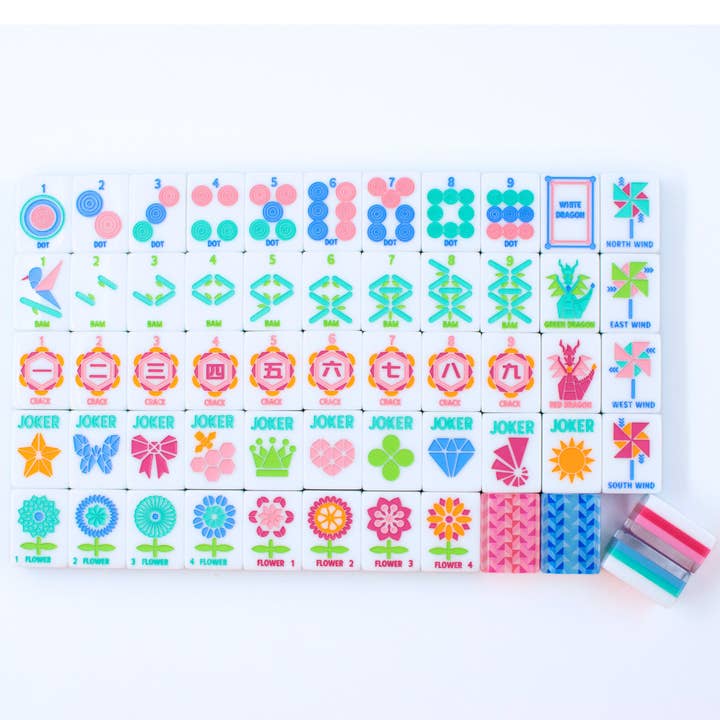 My Fair Mahjong - Wholesale Board Game - Crystal Prism Pink | Mahjong with Bold Angles and Vibrant Vibes | 1.25" x 0.9" x 0.7"1