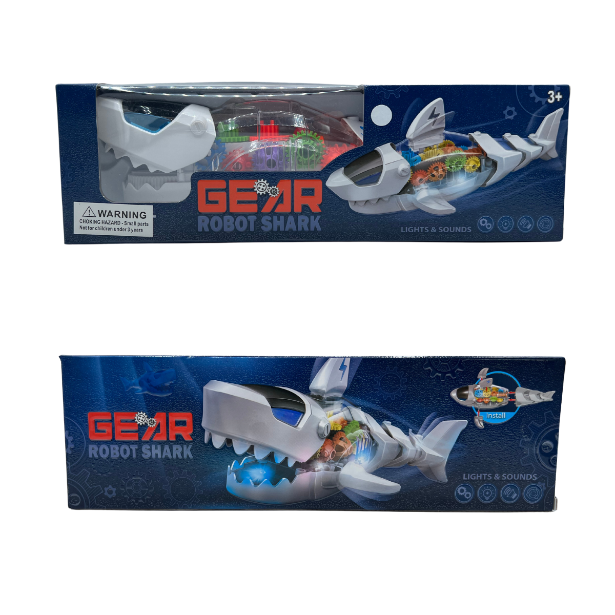 K & S WHOLESALE INC – Engroshandel Elektronisk legetøj - Børn og baby – Gear Robot elektrisk haj m/lys og musik 36CT1