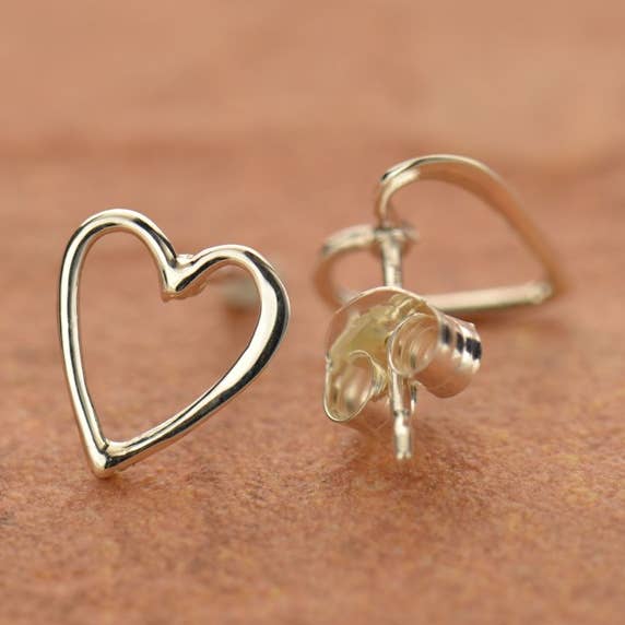 Sterling Silver Openwork Heart Post Earring 9x8mm for wholesale by Nina Designs