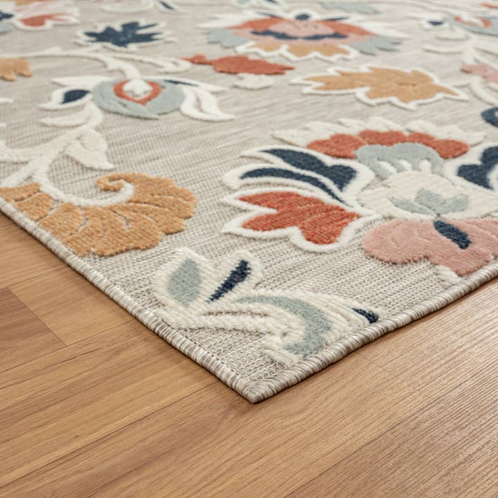 LR Home - Wholesale Area Rug - Vanessa Floral Hi-Low Multicolored Indoor / Outdoor Area Rug
