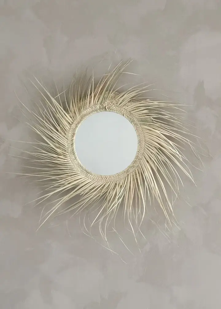 High crafty - Vendita all'ingrosso Specchi da parete - Specchio in Foglia di Palma Fatto a Mano – Design Organico Unico4