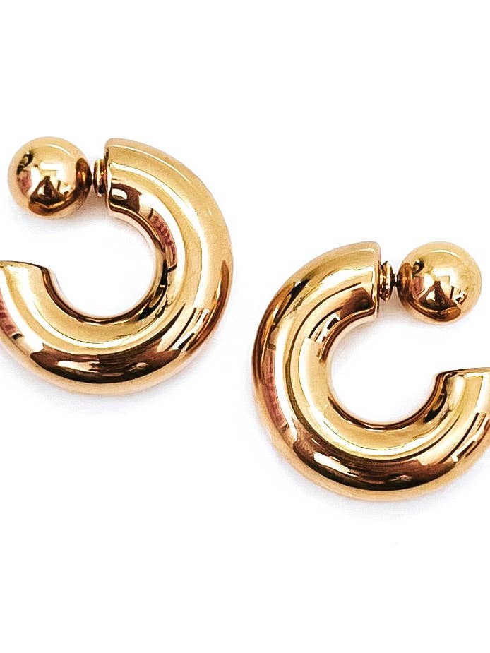 Everson gouden omgekeerde hoepeloorbellen voor wholesale door BELJOY