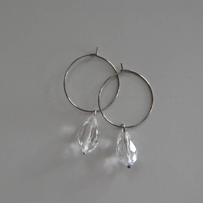 Jewelry By Elina Dahl - Wholesale Dangle Earrings - Earring Hoop Drop, large drop glass.5