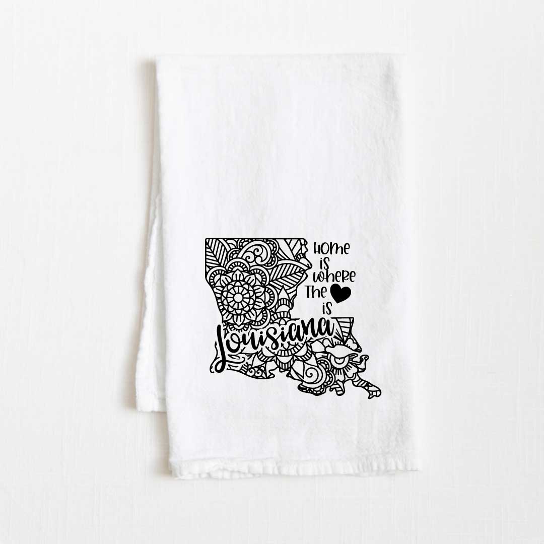 Towel Town - Wholesale Tea Towel - Louisiana - Home Is Where the Heart Is Flour Sack Kitchen Towel - 36” x 32”0