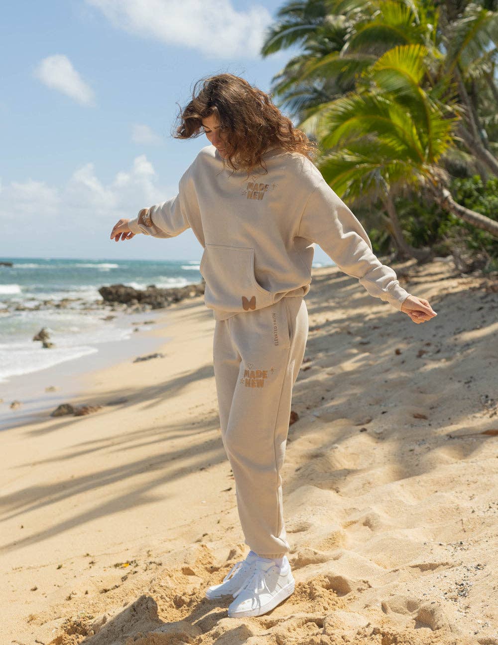 Elevated Faith - Wholesale Hoodie - Women's - Made New Cream Unisex Hoodie4