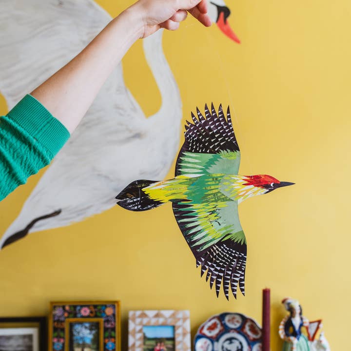 Green Woodpecker Decorative Bird Art | Hanging Bird Decoration for wholesale by Kate Slater