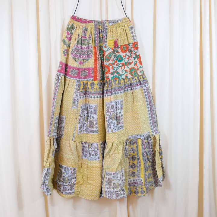 Karma Nepal Crafts - Vendita all'ingrosso Gonna - Donna - Gonna lunga boho Kantha con tasche5