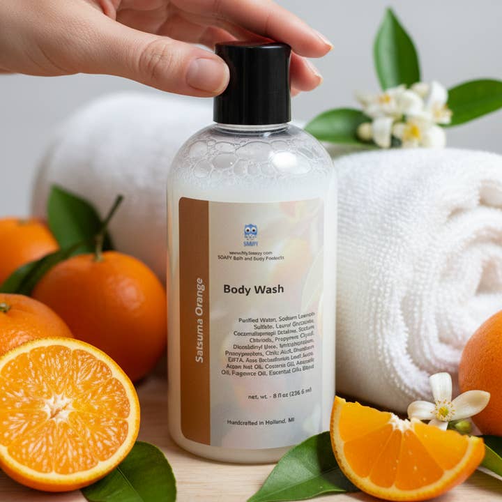 Satsuma Orange Natural Body Wash | Luxury Cleanser for wholesale by SOAPY Bath and Body Products