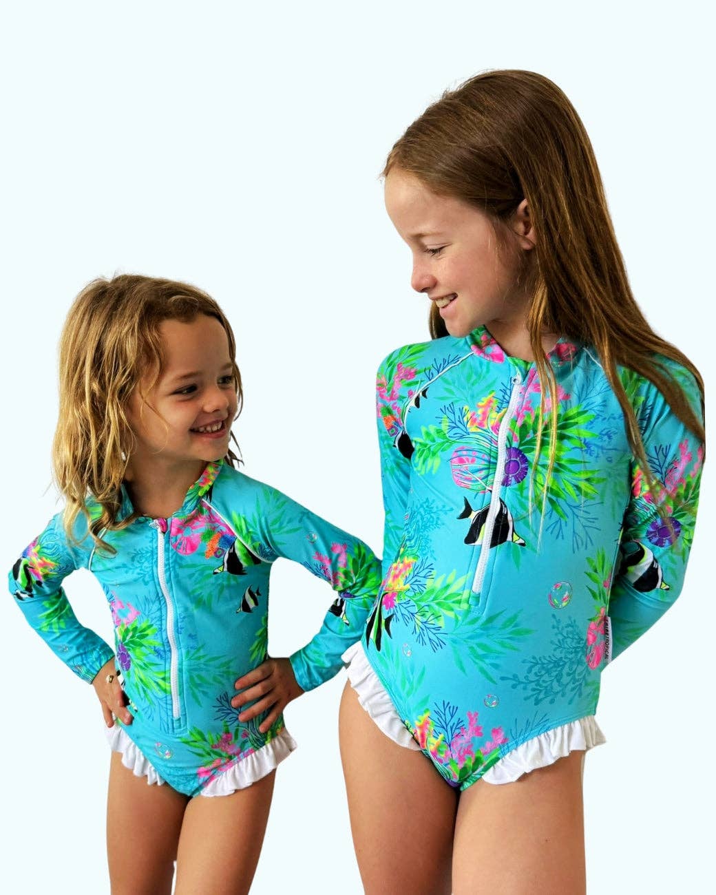 Tribe Tropical - Wholesale One Piece Swimsuit - Kids - Girls Long Sleeve Swimsuit - Marine Mirage1