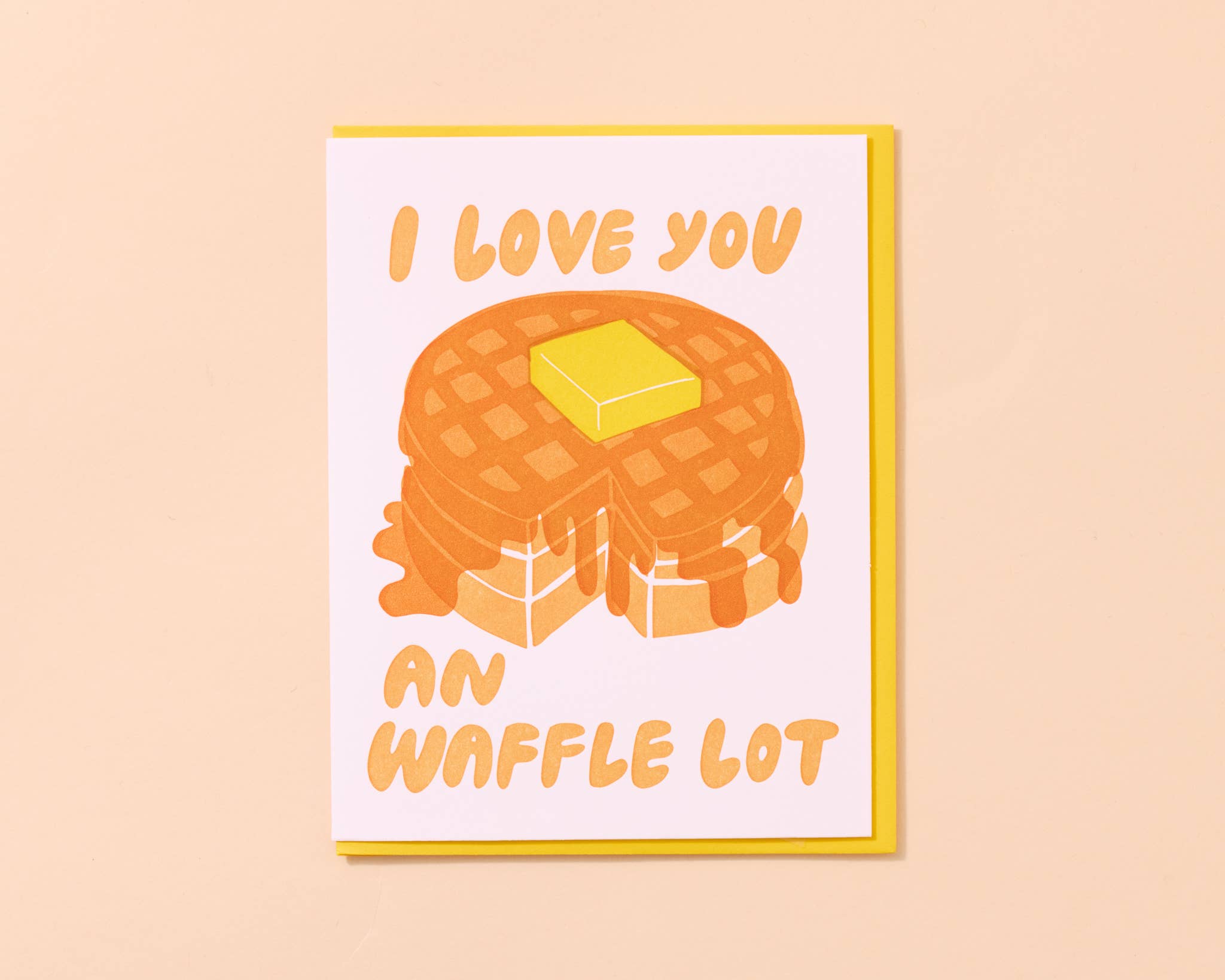 And Here We Are - Wholesale Valentine's Day Card - Waffle Lot Letterpress Love Card Food Sweets Valentine- Made in USA