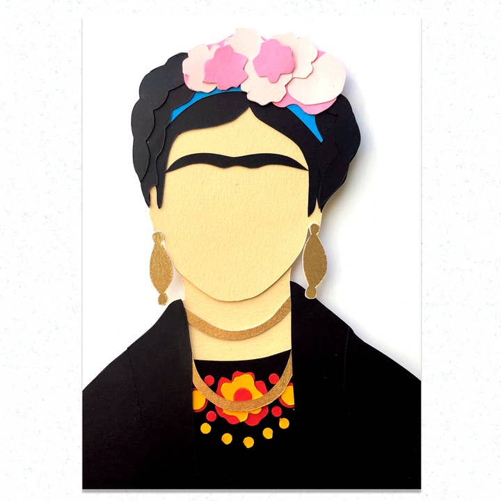 Frida Kahlo: Framed, Handmade, Paper Art Piece for wholesale by Paper for the People