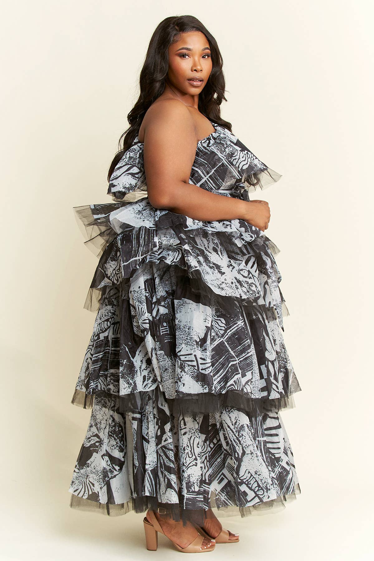 Namatt Design - Wholesale Top & Skirt Set - Women's - Plus One-Shoulder Ruffle Top & Maxi Ruffle Skirt Set12