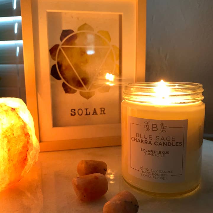 Blue Sage Eco Boutique - Wholesale Jar/Filled Candle - Solar Plexus 3rd Chakra Candle1