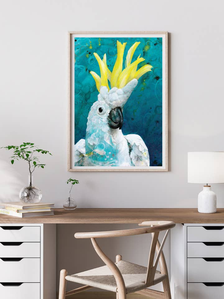 Sulphur Crested Cockatoo - Art Poster for wholesale by Michelle Gilks Art