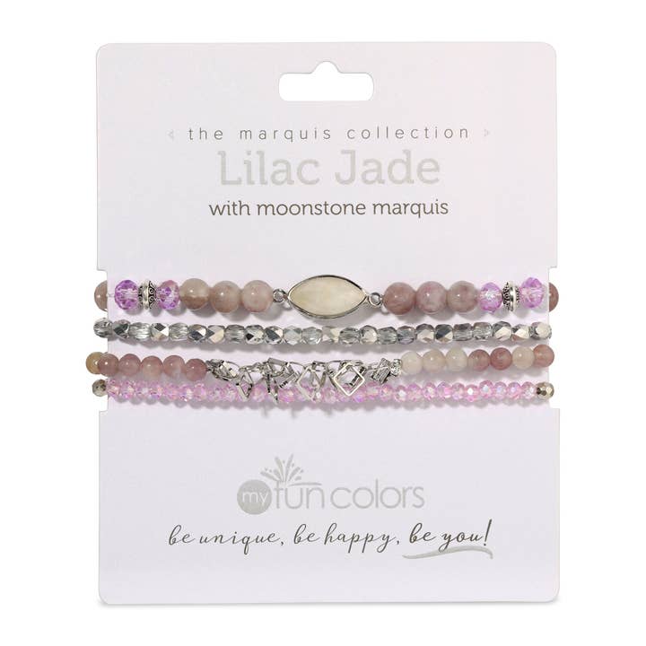 Conjunto de Pulseiras Elásticas Marquis Set4 | Jade Lilás por atacado de My Fun Colors