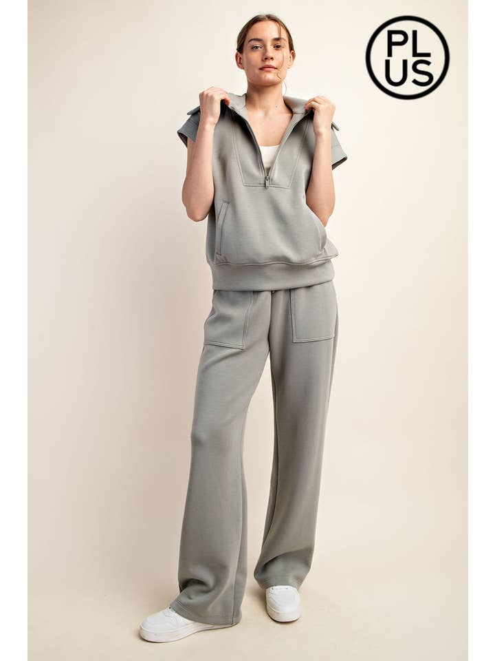 Rae Mode - Wholesale Athletic Top - Women's - PLUS SIZE MODAL SCUBA SHORT SLEEVE QUARTER ZIP TOP20