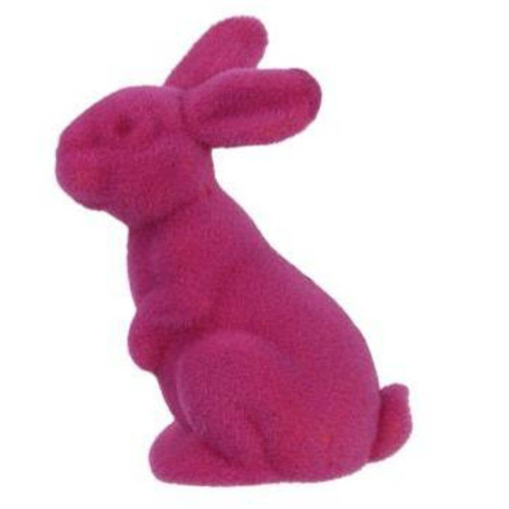 Trendy tree - Vente Figurine décorative - Lapin assis floqué de 11,5 po H x 7 po L, 6 assortis, violet, rose3