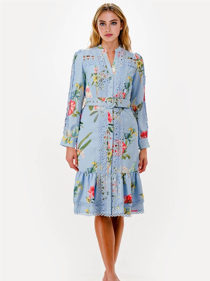 ABITO MIDI DETTAGLIO MIX TRIM per la vendita all'ingrosso da parte di Dear Daisy