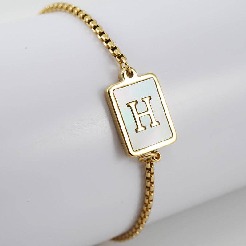 Mio Queena - Wholesale Charm/Dangle Bracelet - Gold-plated Shell Stainless Steel Initial Bracelets7