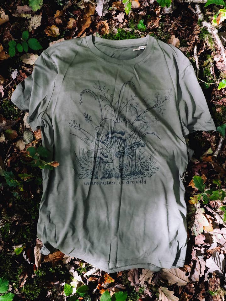 Chanterelle Mushroom Organic Cotton T-Shirt for wholesale by Jya Raine