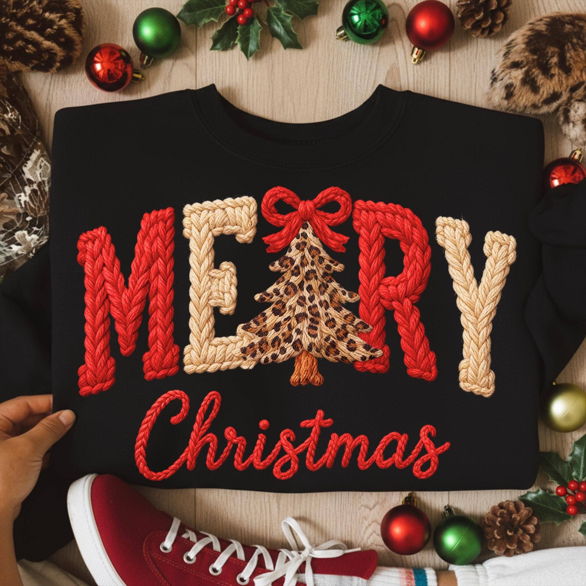 DLT Ecommerce - Vendita all'ingrosso Maglietta stampata - Donna - Maglia di Natale con filato finto, maglione con albero di Natale in filato7