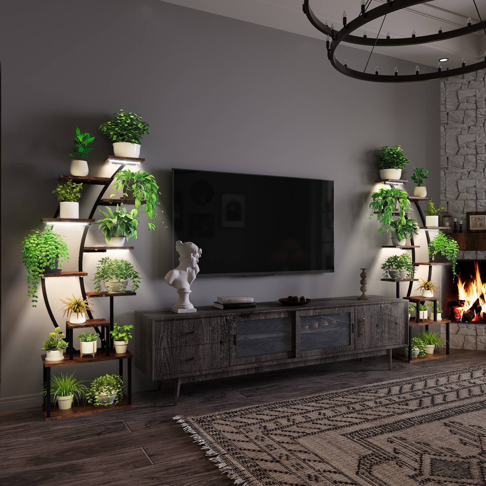 39F Inc. - Vente Supports de plantes - Support de plantes en métal à 8 niveaux avec lampe de culture pour intérieur31