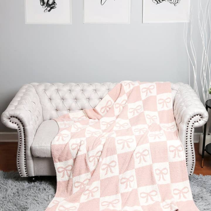 MiMi Wholesale - Wholesale Throw Blanket - JCL6055 Super Lux Ribbon Checker Blanket1