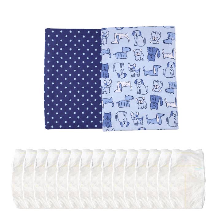 Baby Blossom Company - Wholesale New Mom Gift Box/Set - 2-Tier Baby Boy Diaper Cake Gift Set- Puppy
